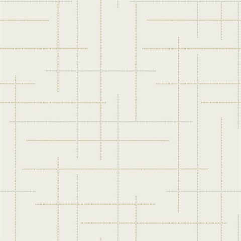 Wylie Gold & Silver Dotted Gridlines Wallpaper