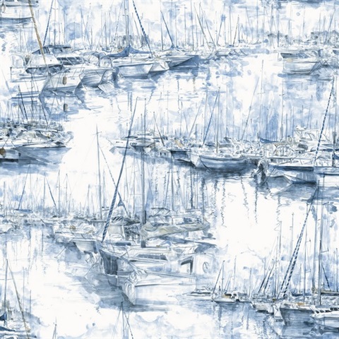 Yacht Club Blue Scenic Boat Wallpaper