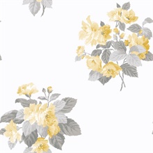 Yellow Classic Large Floral Bouquet Wallpaper