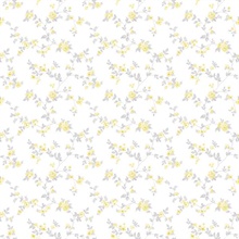 Yellow Delicate Small Floral &amp; Leaf Illustrated Wallpaper