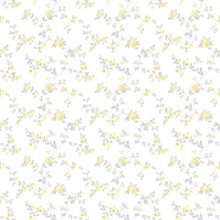 Yellow Delicate Small Floral & Leaf Illustrated Wallpaper