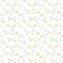 Yellow Delicate Small Floral & Leaf Illustrated Wallpaper