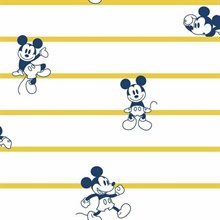 Yellow Disney Mickey Mouse Stripe Wallpaper