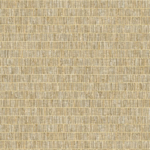 Yellow Faux Grass Horizontal Stripe Wallpaper