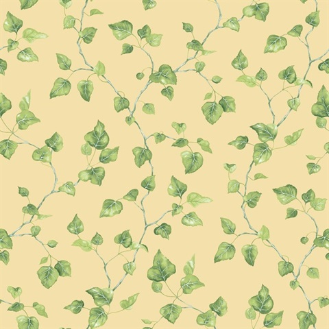 Yellow & Green Just Ivy Leaf Leaf Wallpaper