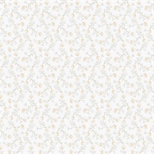 Yellow & Grey Small Floral Vine Wallpaper