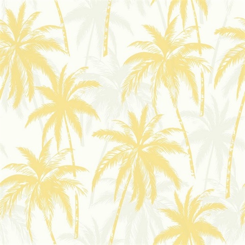Yellow, Grey & White Commercial Palm Trees Wallpaper