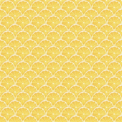 Yellow Lemon Citrus Slice Scallop Wallpaper