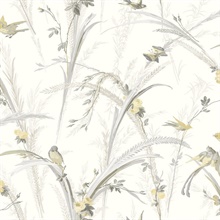 Yellow MeadOwl on Leafark Yellow Botanical Wallpaper