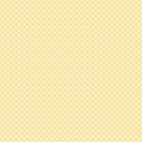 Yellow Medallion Quatrefoil Clover Wallpaper