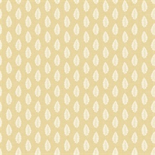 Yellow Modern Leaf Stripe On Linen Wallpaper