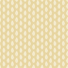 Yellow Modern Leaf Stripe On Linen Wallpaper
