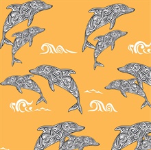 Yellow Paisley Dolphin Wallpaper