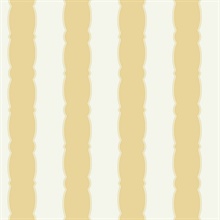 Yellow Scalloped Vertical Beach Stripe Wallpaper
