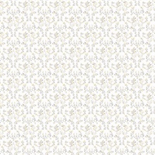 Yellow Subtle Ogee Floral & Leaf Wallpaper