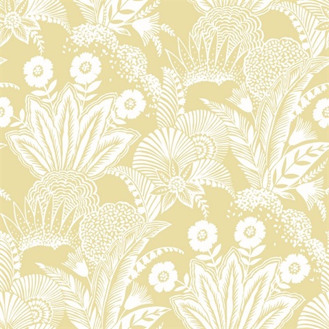 Yellow Suvi Modern Palm Leaf Wallpaper