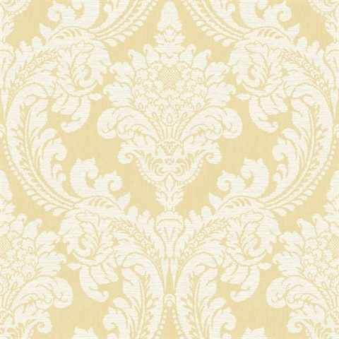 Yellow Tapestry Acanthus Damask Wallpaper