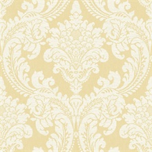 Yellow Tapestry Acanthus Damask Wallpaper