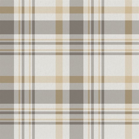 Yellow & Taupe Country Plaid Wallpaper