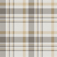 Yellow & Taupe Country Plaid Wallpaper