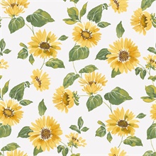 Yellow Various Sized Illustrated Sunflower Trail Wallpaper