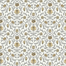 Yellow Vintage Blooms French Leaf &amp; Petals Wallpaper