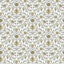 Yellow Vintage Blooms French Leaf & Petals Wallpaper