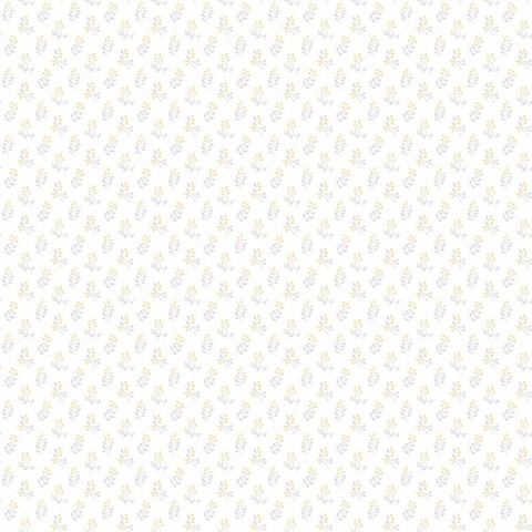 Yellow Vintage Flower & Berry Bud Wallpaper