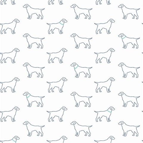 Yoop Blue & White Dog Wallpaper