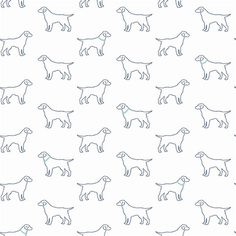 Yoop Blue & White Dog Wallpaper