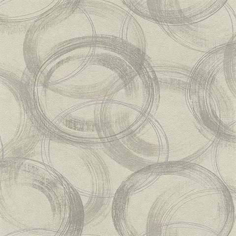 Yorick Taupe Distressed Circle Wallpaper