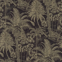 Yubi Black & Gold Tropical Palm Trees Wallpaper