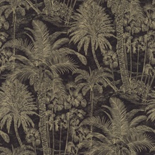 Yubi Black &amp; Gold Tropical Palm Trees Wallpaper