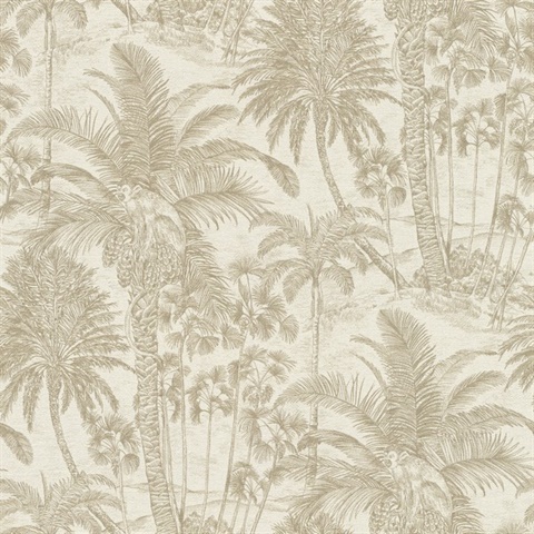 Yubi Gold Tropical Palm Trees Wallpaper
