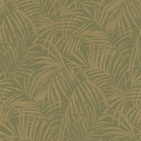 Yumi Green & Gold Tropical Palm Leaf Wallpaper