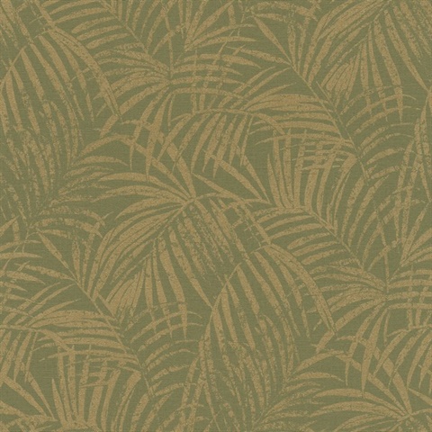 Yumi Green & Gold Tropical Palm Leaf Wallpaper