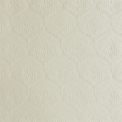 Yveline Beige Damask Ogee Wallpaper