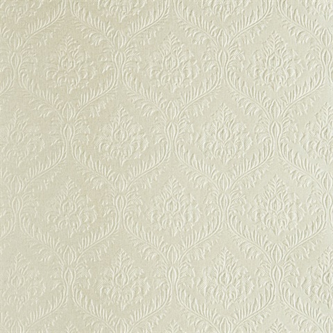 Yveline Champagne Damask Ogee Wallpaper