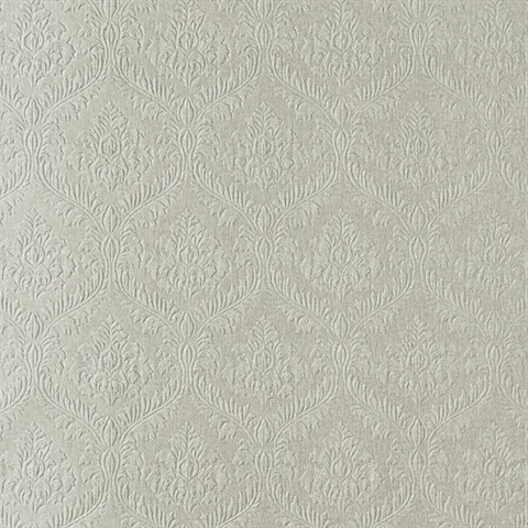 Yveline Light Grey Damask Ogee Wallpaper