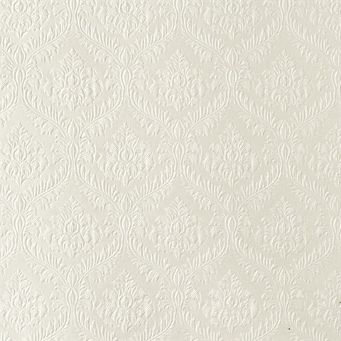 Yveline Pearl Damask Ogee Wallpaper