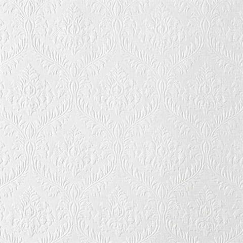Yveline Platinum Damask Ogee Wallpaper