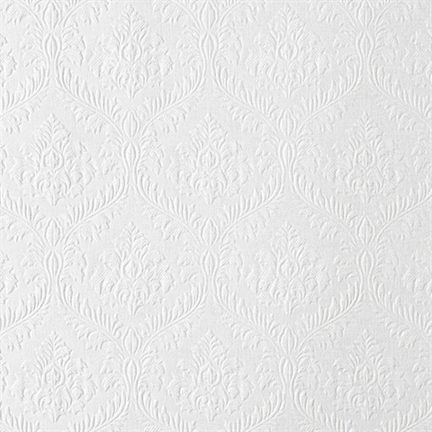 Yveline Platinum Damask Ogee Wallpaper