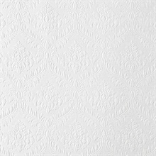 Yveline Platinum Damask Ogee Wallpaper