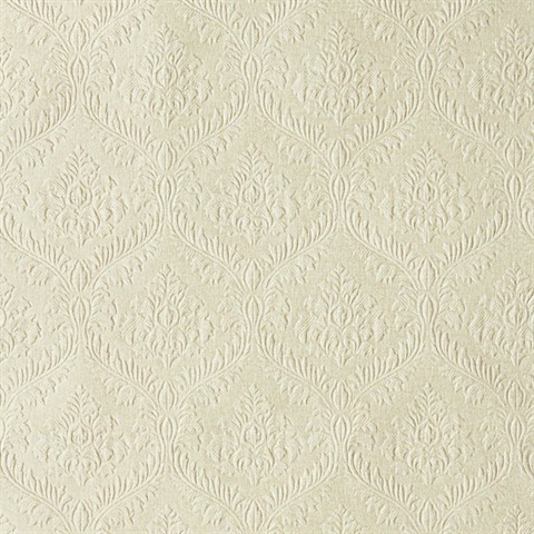 Yveline Taupe Damask Ogee Wallpaper