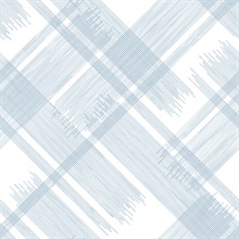 Zag Blue Diagonal Plaid Wallpaper