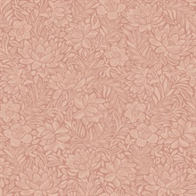 Zahara Coral Scandinavian Floral  Wallpaper