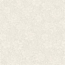 Zahara Light Grey Scandinavian Floral  Wallpaper