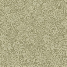 Zahara Olive Scandinavian Floral  Wallpaper