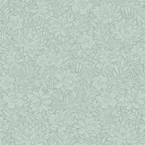 Zahara Seafoam Scandinavian Floral  Wallpaper