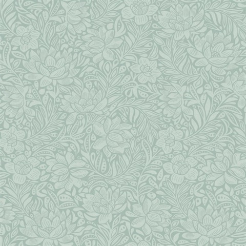 Zahara Seafoam Scandinavian Floral  Wallpaper